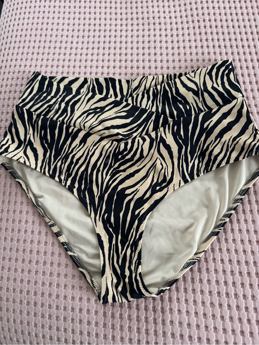 aerie High-Waist Zebra Print Bikini Bottoms - Black & Cream